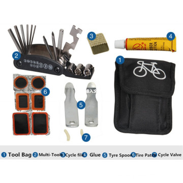 2016 nuevo kit de juego de herramientas de reparación de bicicletas con bolsa portátil